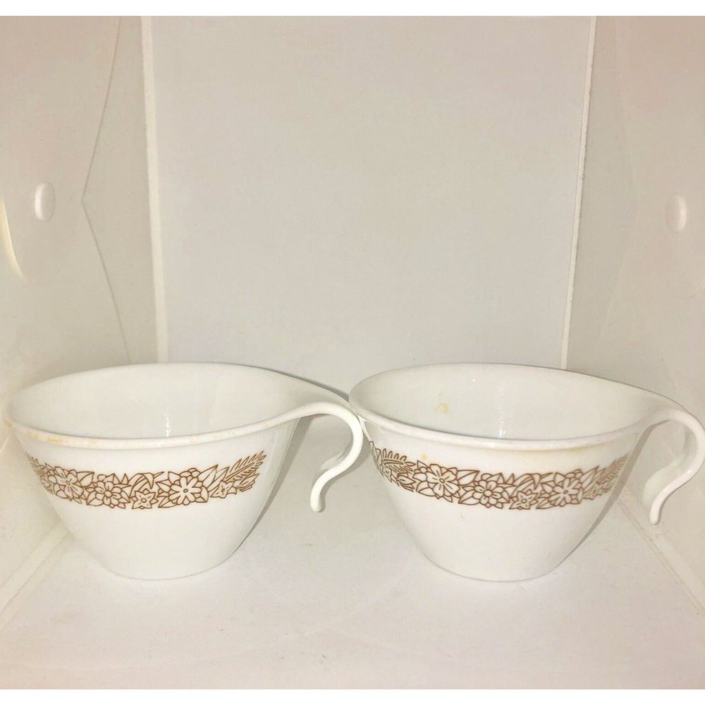 Two Vintage Corelle Mugs Used Woodland Brown